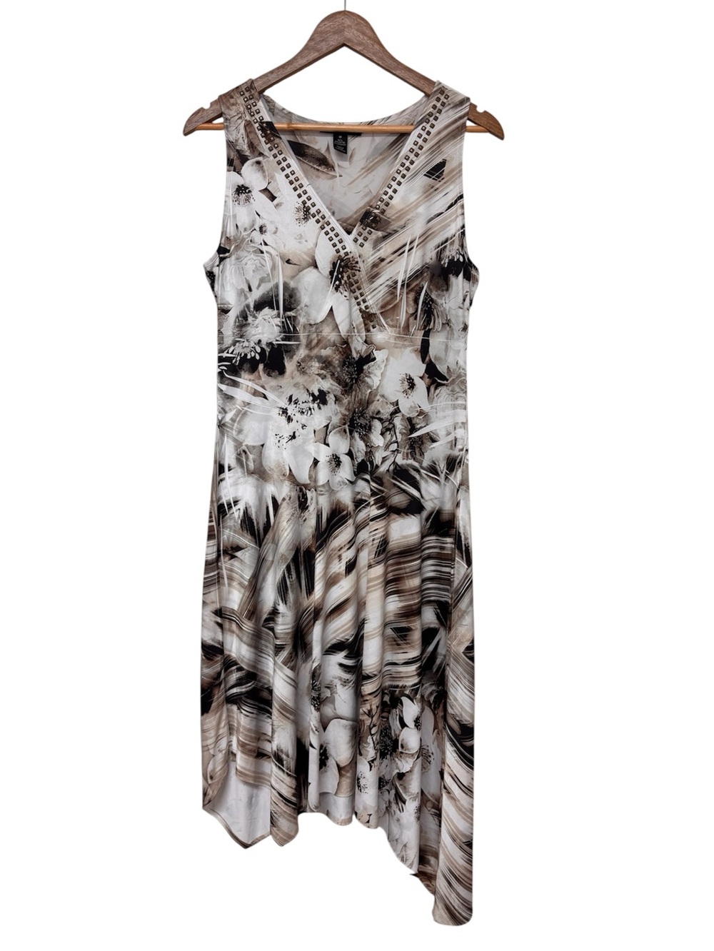 Y2K Abstract Floral Artsy Boho Chic Gallery Girl Asymmetrical Dress M